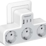 a white electrical outlet with multiple outlets